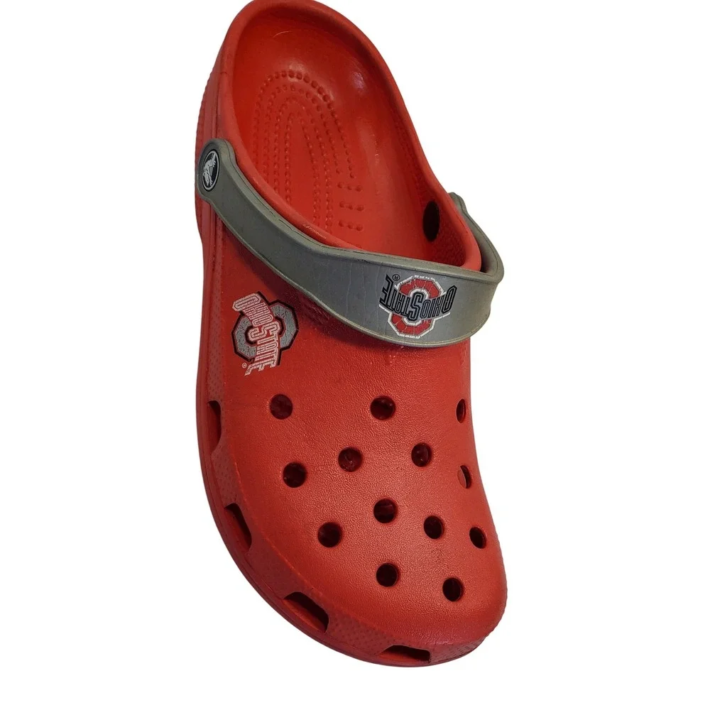 Crocs Ohio State Buckeyes Clogs Red Grey Mens Size 10-11 NCAA Collegiate Shoes